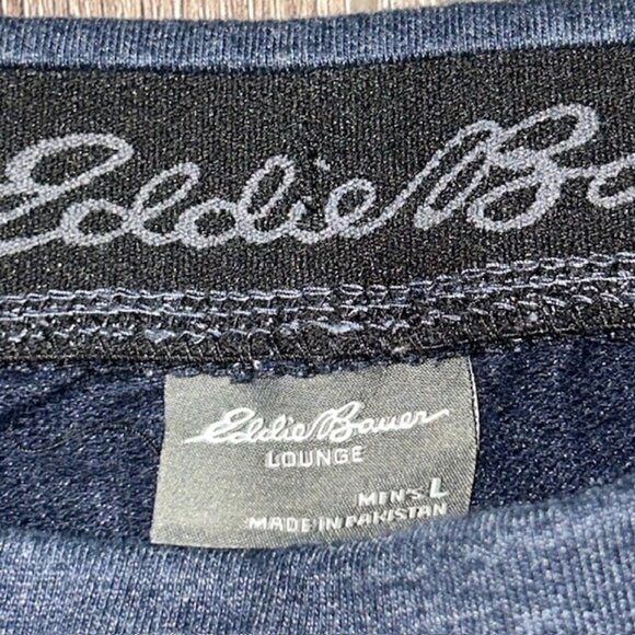Eddie Bauer Men’s One-Piece Lounge Shorts Blue Size L Large Zipper Pockets - Picture 2 of 3